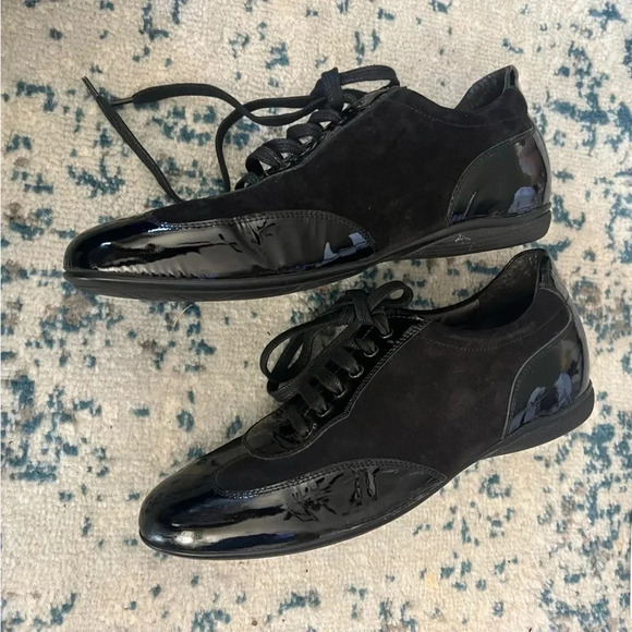 Black Leather dress sneakers hand made in Italy Cabzoleria Toscana size 40 1/2